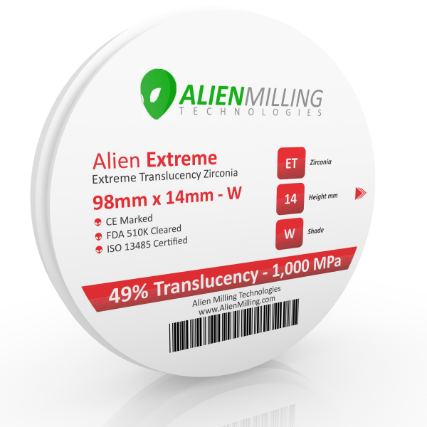 Alien Extreme Translucency 98mm Zirconia Blocks